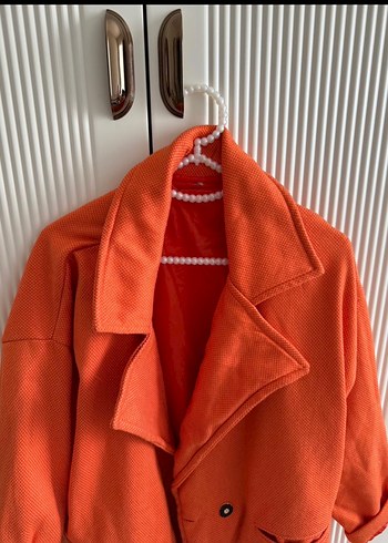 Turuncu Midi Kadın Kaban - Görsel 2