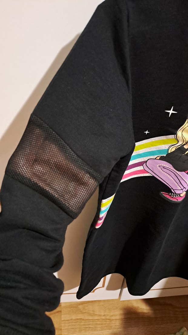 Kız Çocuk Siyah Barbie Baskılı elbise - Görsel 2