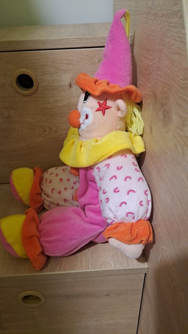 Pembe Pastel Renkli Palyaço Peluş Oyuncak - Görsel 2