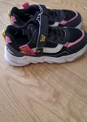 Kız Çocuk Siyah-Pembe Spor Ayakkabı - Görsel 2