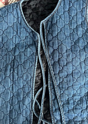 Diğer Mavi Denim Kapitone Yelek