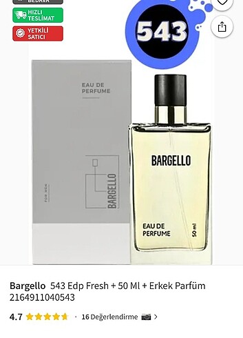 Bargello 543 erkek parfümü 