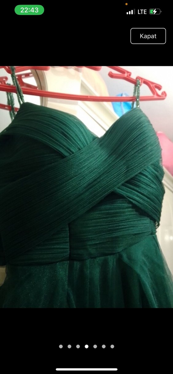 Zarif Drapeli Uzun Yeşil Abiye Elbise - Görsel 2