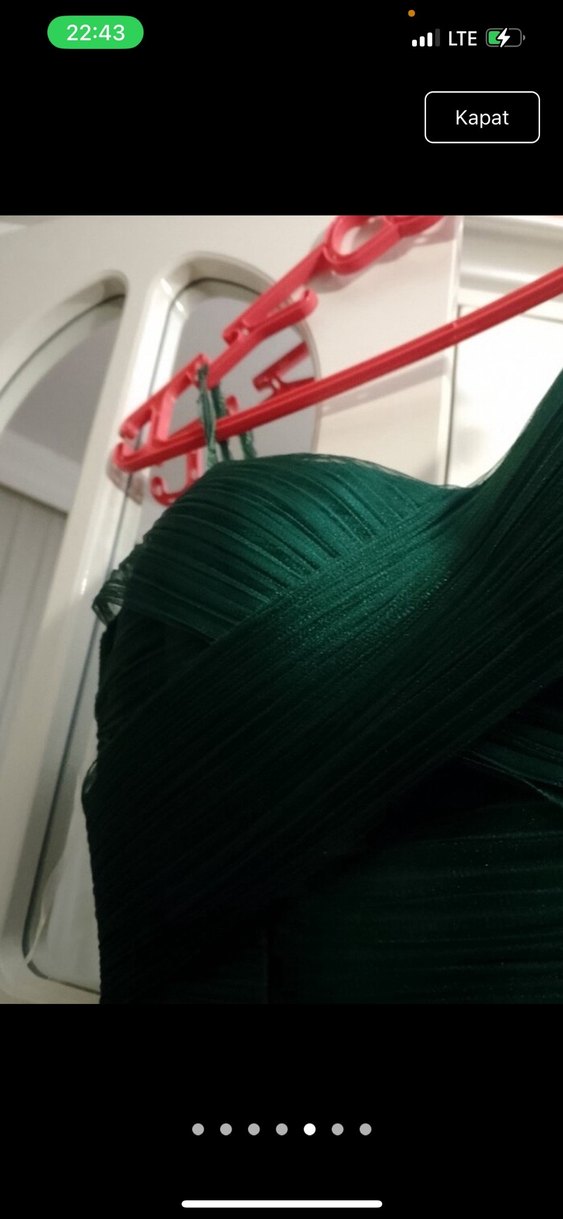 Zarif Drapeli Uzun Yeşil Abiye Elbise - Görsel 5