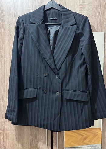 Trendyol & Milla Trendyol Siyah Lacivert Cizgili Blazer Ceket