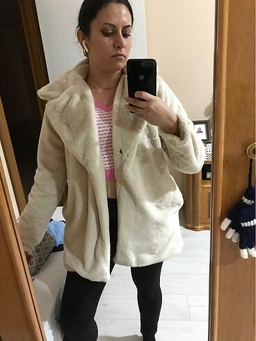 Taş Renk Peluş Kürk - Görsel 5