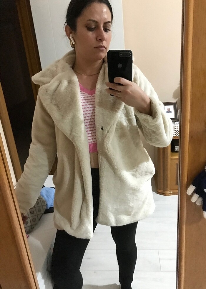 Taş Renk Peluş Kürk - Görsel 5