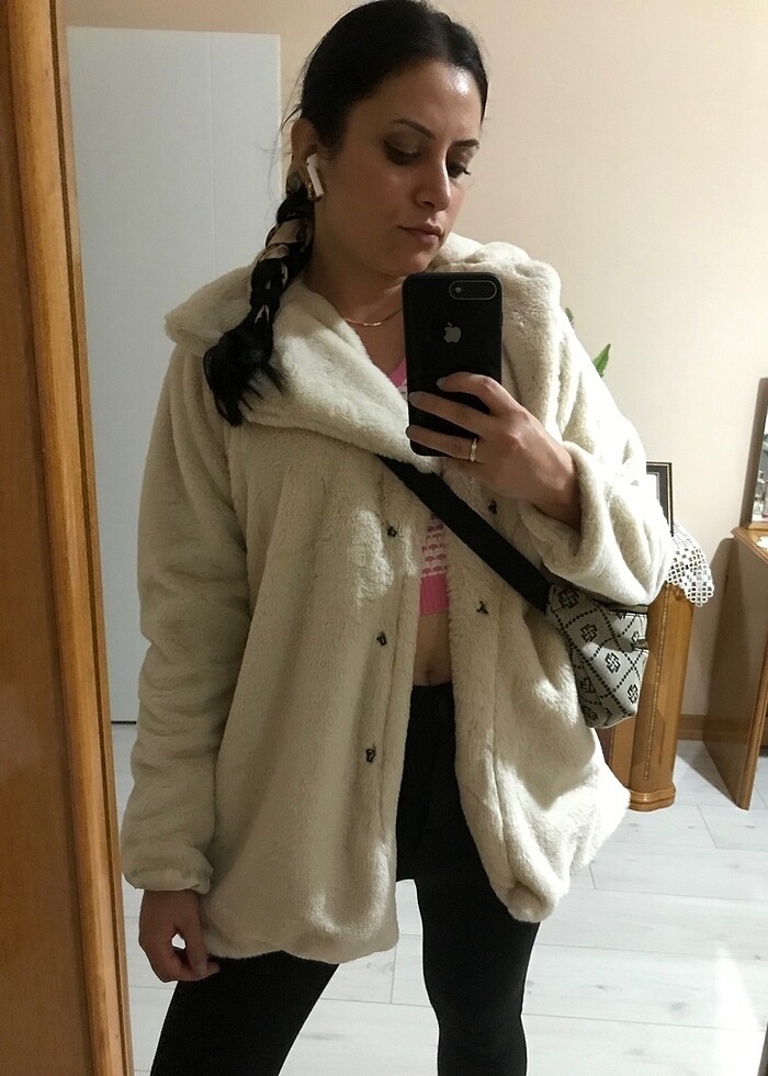 Taş Renk Peluş Kürk - Görsel 4