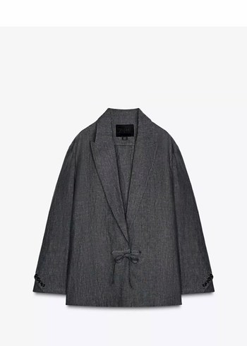 Zara 100 Keten Gri Blazer