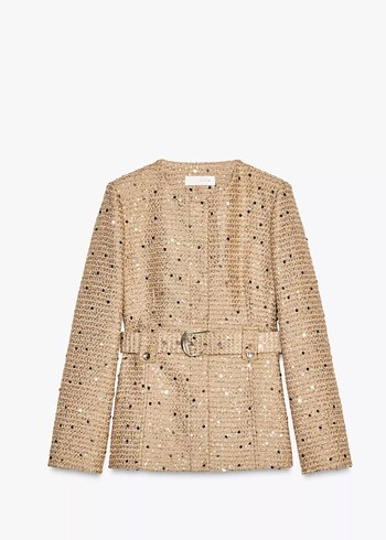 Zara Pullu Payetli Tuvit Ceket