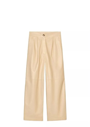 Zara 100 Deri Bej Genis Paca Pantolon