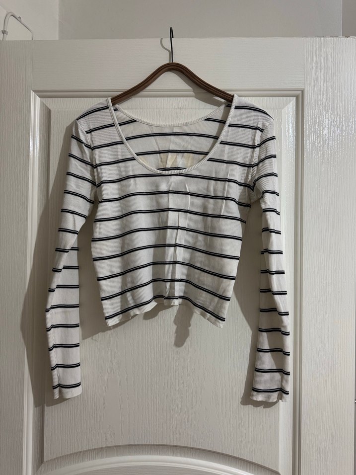 Çizgili Uzun Kollu Kız Tişörtü - Görsel 2