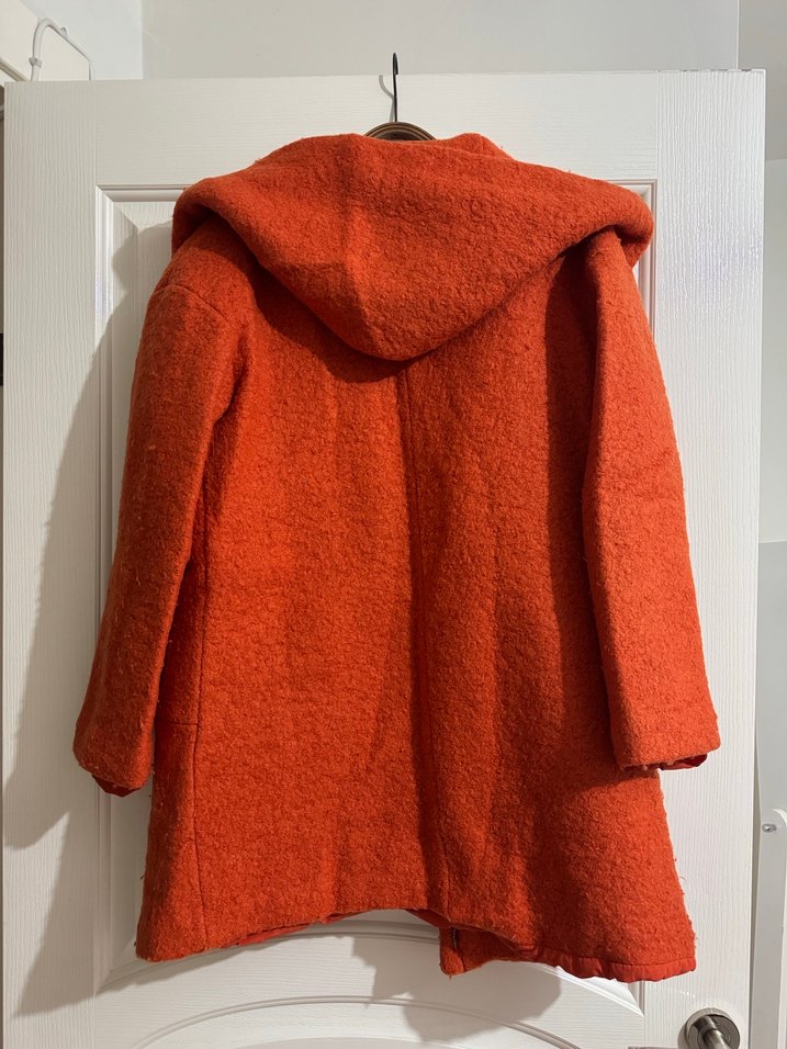 Turuncu Kapüşonlu Kalın Kaban - Görsel 2