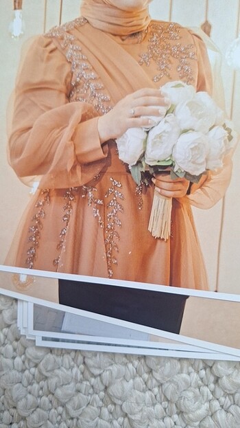 xl Beden camel Renk Abiye elbise