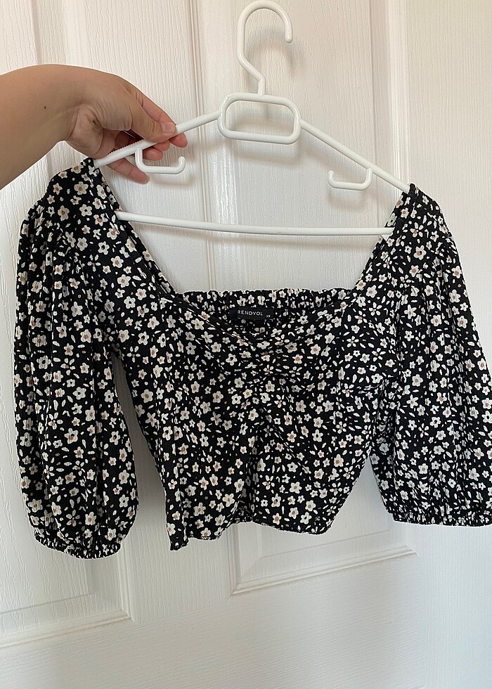Balon kol çiçekli bluz - Görsel 2