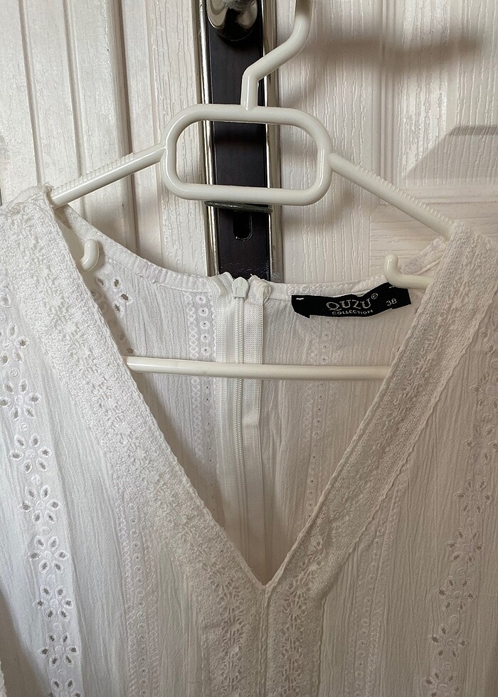 Dantelli beyaz elbise - Görsel 3