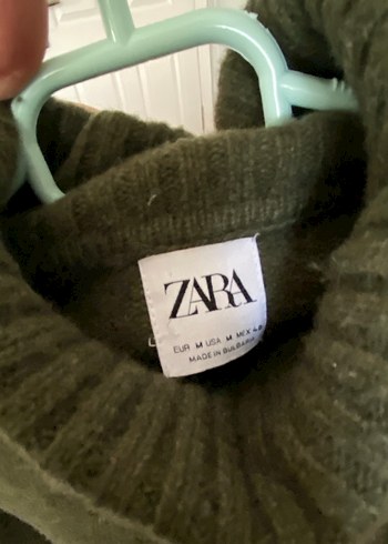 Haki yeşili Kadın Boğazlı Yün Kazak - Görsel 3