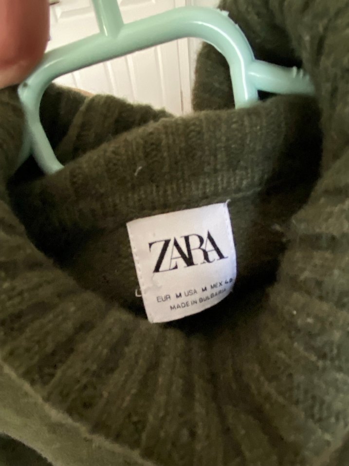 Haki yeşili Kadın Boğazlı Yün Kazak - Görsel 3