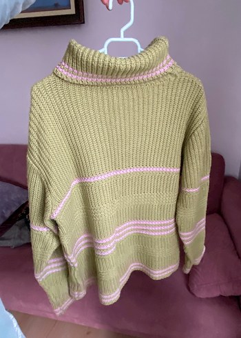 Kadın Haki Boğazlı Triko Kazak - Görsel 2