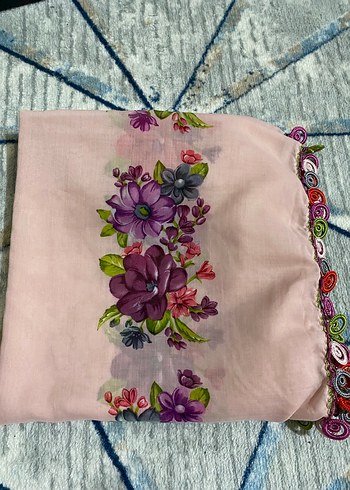 İpekevi Pastel Pembe Cicekli Sifon Sal