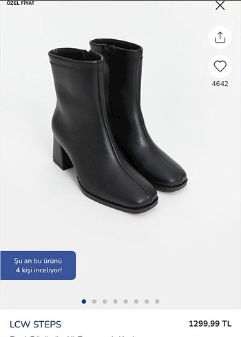 38 Beden siyah Renk LCW STEPS Kadın Siyah Deri Topuklu Bot