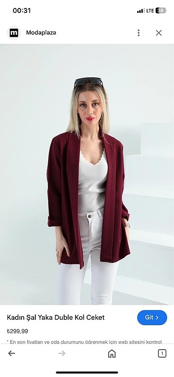 Karol bordo blazer ceket M beden