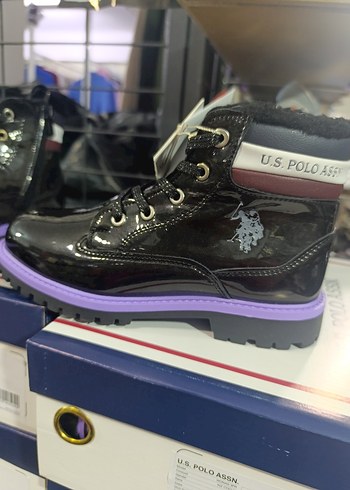 U.S. Polo Assn.  Mor Bağcıklı aynı deri Bot - Görsel 2