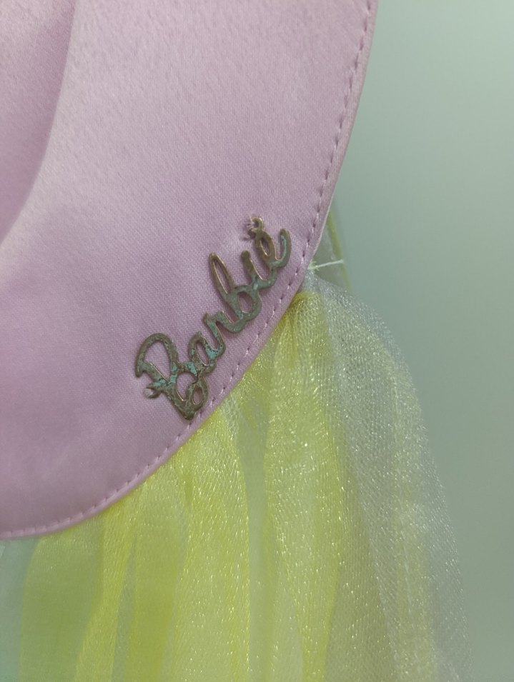 Barbie Pastel Renkli Kolsuz Kız Elbisesi - Görsel 2