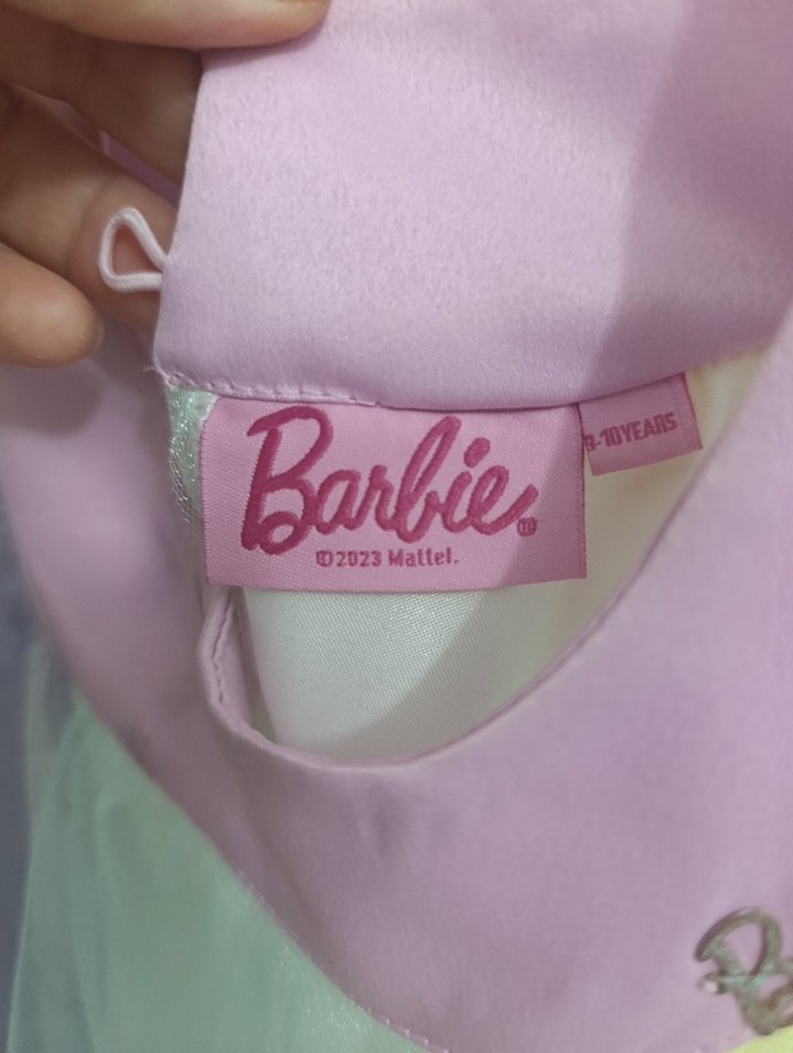 Barbie Pastel Renkli Kolsuz Kız Elbisesi - Görsel 3