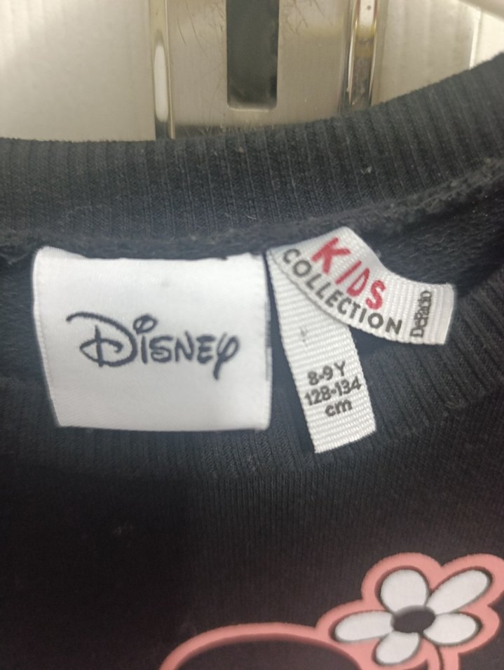 Uzun Kollu Siyah Kız Elbisesi Minnie Desenli - Görsel 2