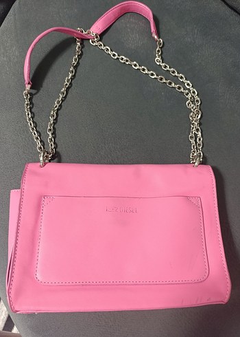 Diesel Pembe Deri Kadın Çanta Fermuarlı - Görsel 5