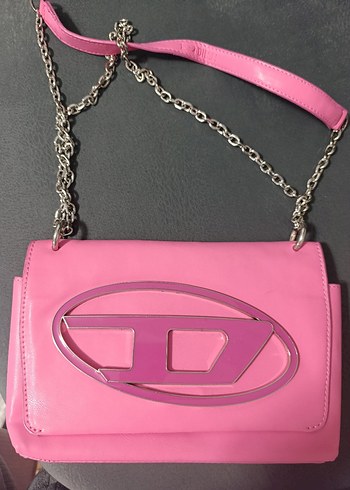 Diesel Pembe Deri Kadın Çanta Fermuarlı - Görsel 4