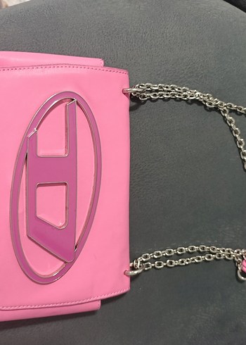 Diesel Pembe Deri Kadın Çanta Fermuarlı - Görsel 6
