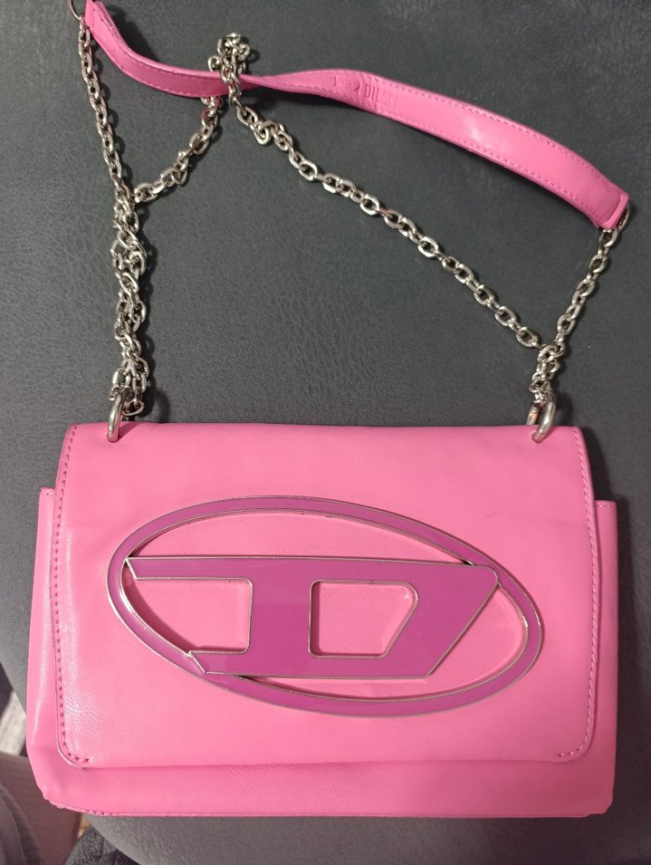 Diesel Pembe Deri Kadın Çanta Fermuarlı - Görsel 4