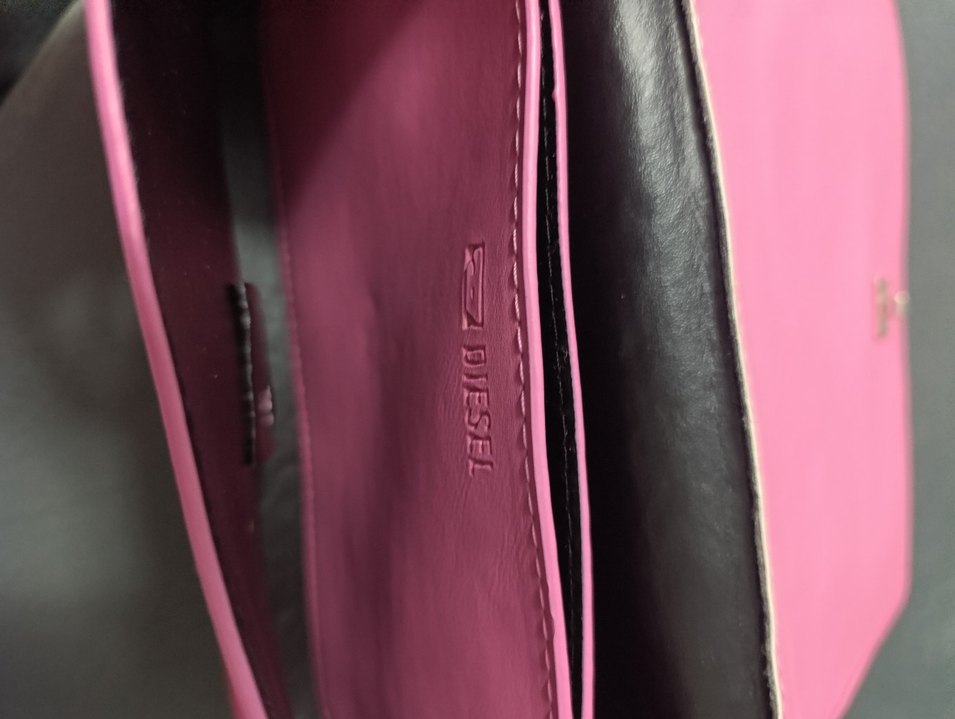 Diesel Pembe Deri Kadın Çanta Fermuarlı - Görsel 3