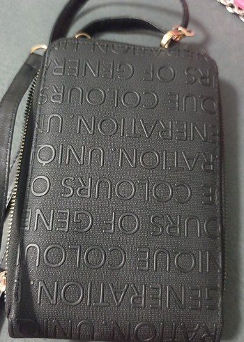 Kadın Siyah Deri Baskılı Çapraz Çanta - Görsel 4