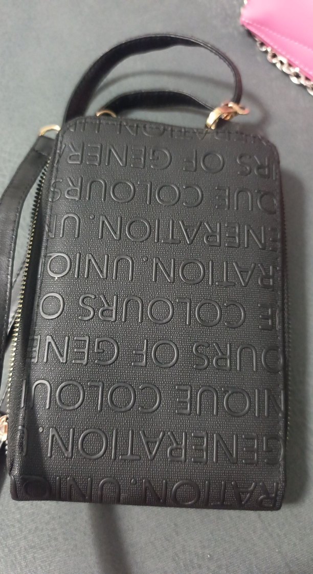 Kadın Siyah Deri Baskılı Çapraz Çanta - Görsel 4