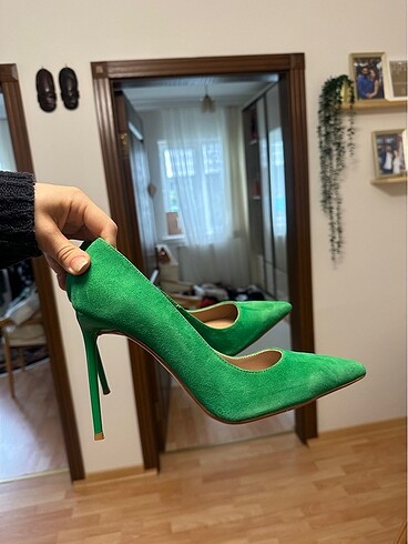 39 Beden yeşil Renk Süet stiletto