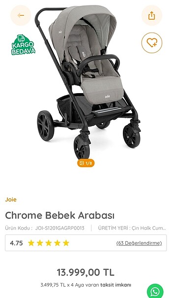 Diğer Beden Joie travel bebek arabası+puset+puset aparatı