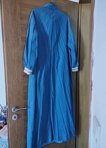 İnce kot uzun elbise iki cepli - Görsel 10