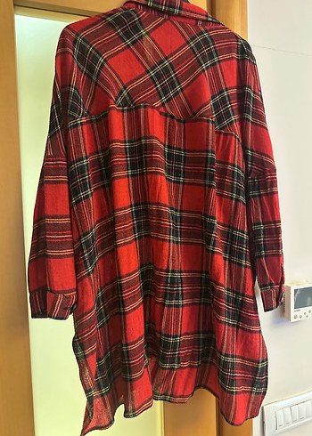 Zara Düğmeli Kırmızı Kareli Kadın Gömlek