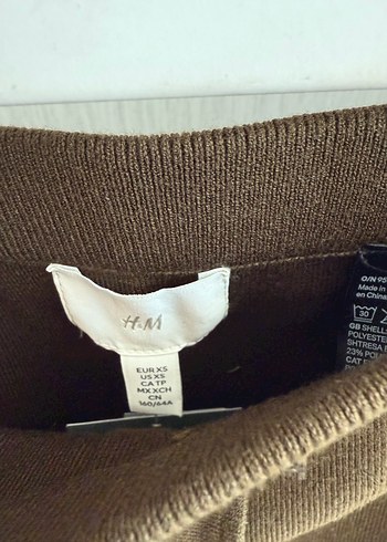 xs Beden kahverengi Renk H&M Mini Triko Etek, ETİKETLi