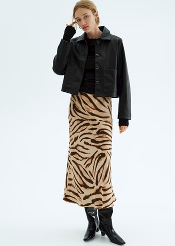 H&M Zebra Desenli Saten Etek - Görsel 4