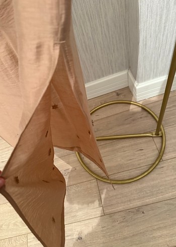 H&M Boncuk İşlemeli Bej Uzun Saten Etek - Görsel 8