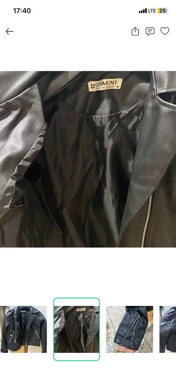 Siyah Deri Biker Ceket — görsel 3/5