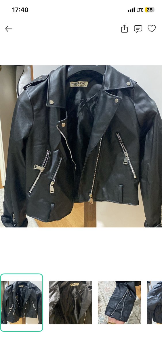 Siyah Deri Biker Ceket — görsel 4/5