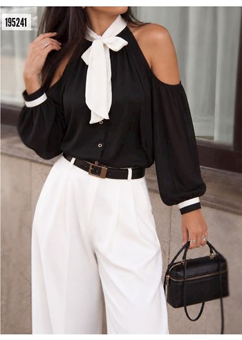 Vero Moda Siyah Omzu Acik Baglamali Bluz