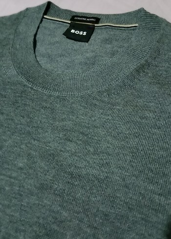 Hugo Boss Gri Melanj Bisiklet Yaka Triko Kazak L