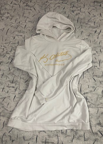 Zara Ekru Kapusonlu Minimal Sweatshirt