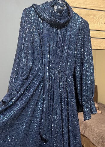 Parlak Turkuaz Uzun Abiye Elbise - Görsel 3